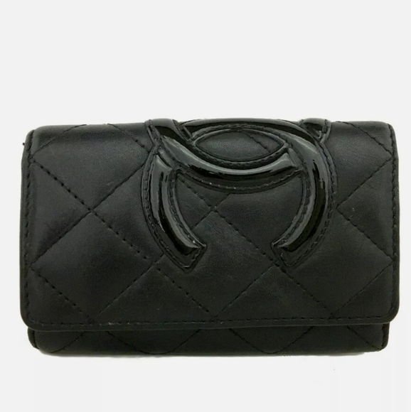 AUTH CHANEL COMBON LINE LAMBSKIN 6 KEY CASE/B1702